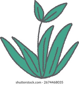 Dibujado a mano hoja verde planta ilustración