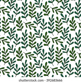 Hand drawn green leafs pattern