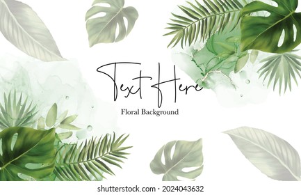 Hand drawn green leaves background design