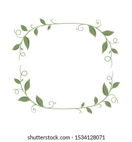 Hojas verdes dibujadas a mano, cartón de hojas, marco elegante y simple sobre fondo blanco. Ilustración para diseñar invitaciones de boda, tarjetas de felicitación, postales con espacio para tu texto.