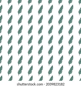 Hand drawn green leaves seamless pattern isolated on white background. Abstract floral wallpaper. Creative leaf backdrop. For fabric design, textile print, wrapping. Vector illustration