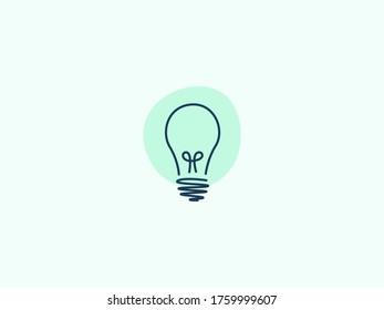 Hand drawn green lightbulb with blob background