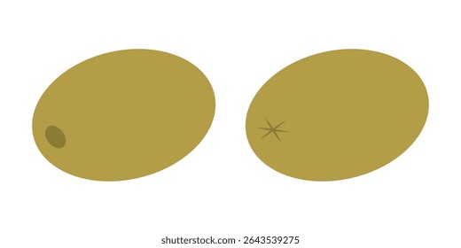 Hand Drawn Green olives front and back view Traditional Ingredient Mediterranean cuisine Minimalist