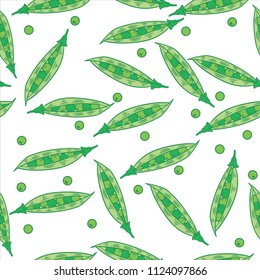 Hand drawn green peas seamless pattern