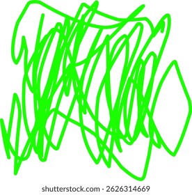 hand drawn green scribble line shape light vector. green scribble brush stroke. logo design element. chaos scribble pattern. green ink pen scribble