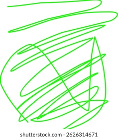 hand drawn green scribble line shape light vector. green scribble brush stroke. logo design element. chaos scribble pattern. green ink pen scribble
