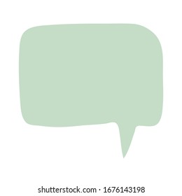 Hand drawn green speech bubble isolated on white background. Dialog balloon template chat, message. Doodle blank comment design. Vector illustration. 