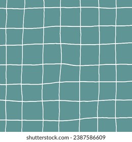 Hand Drawn green teal plaid with simple Vector Pattern. Doodle Cottagecore Checks with Homestead Farmhouse Print wallpaper. Pastel Summer Graphic Background