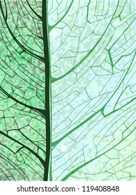 Hand drawn green vertical background with pattern of the leaf structure. Eps10