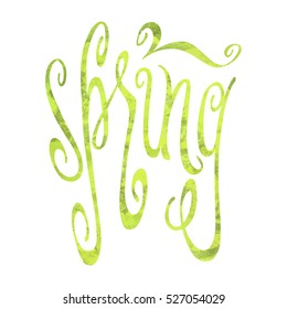 Hand Drawn Green Word Spring Isolated Stock Vector (Royalty Free ...