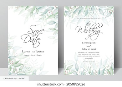 Hand Drawn Greenery Watercolor Wedding Invitation stationery
