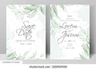 Hand Drawn Greenery Watercolor Wedding Invitation stationery