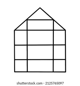 Hand drawn greenhouse simple black line illustration