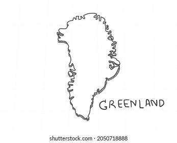 Hand Drawn of Greenland 3D Map on White Background.