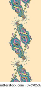 Hand drawn greeting card ornament illustration concept. Lace pattern design. Vector decorative banner of card or invitation design Vintage traditional, Islam, arabic, indian, ottoman motifs, elements.