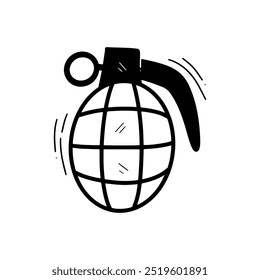 Ilustração de granada de mão desenhada à mão. Vetor Doodle. Isolado no plano de fundo branco - EPS 10 Vetor