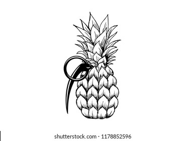 Hand drawn grenade pineapple