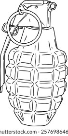 hand drawn grenade vector line art