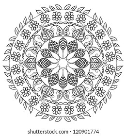 hand drawn grey floral pattern