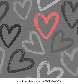 hand drawn grey heart pattern design. vector illustration