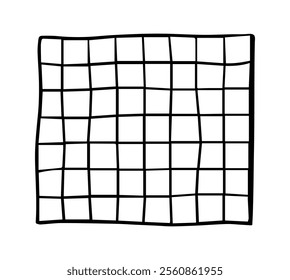 Hand drawn grid for notes. Doodle square grid pattern. Checked wallpaper print for collages. Rectangle frame by lines. Doodle sketch by pencil. Simple line border. Vector illustration