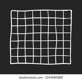 Hand drawn grid for notes. Doodle square grid pattern. Checked wallpaper print for collages. Rectangle frame by lines. Doodle sketch by pencil. Simple line border. Vector illustration on black