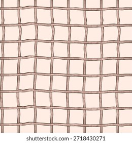 Hand drawn grid seamless pattern. Beige repeated doodled checkered background.Checked doodle wallpaper. Square gingham background, grunge thin lines. Vector texture. Abstract geometric seamless banner design with stripes. Seamless tartan plaid pattern. Striped pattern. Vector illustration.