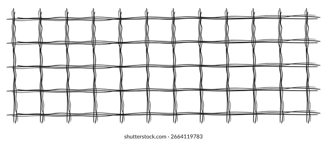 Hand drawn grid vector pattern. Check line background, stripe texture, handdrawn geometric grid wallpaper