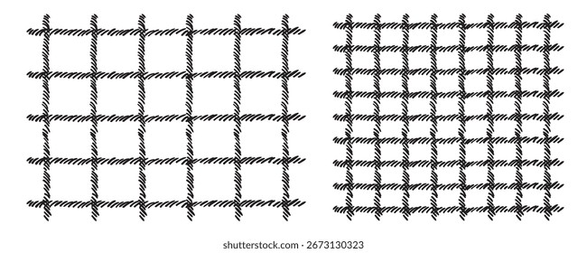 Hand drawn grid vector pattern. Check line background, stripe texture, handdrawn geometric grid wallpaper