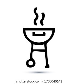 Hand drawn Grill and BBQ  icon, outline vector sign, linear style pictogram isolated on white. Eps10 vector illustration.