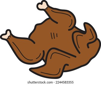 Hand Drawn grilled chicken illustration isolated on background