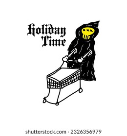 Hand drawn grim reaper for tee print and background wallpaper