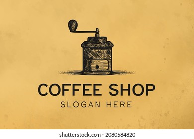 hand drawn grinder, roaster, coffee logo Designs Inspiration Isolated on White Background