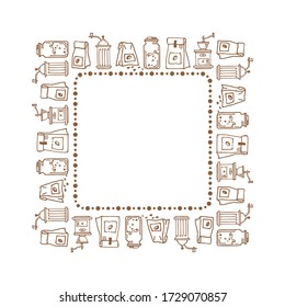 Amortiguadores dibujados a mano con frijol sobre fondo blanco. Estilo Doodle. Plantilla para menú de café, volantes, afiches, fotograma, libro de cocina. Ilustración vectorial.