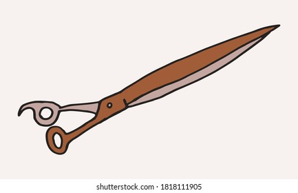Herramientas de preparación a mano. Ilustración vectorial de accesorios de peluquería. Barbería, servicio de mascotas. Tijeras aisladas sobre fondo blanco.