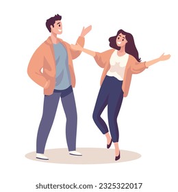 Hand Drawn group of friends talking in flat style isolated on background