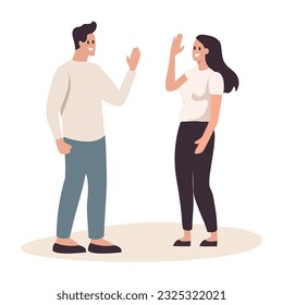 Hand Drawn group of friends talking in flat style isolated on background