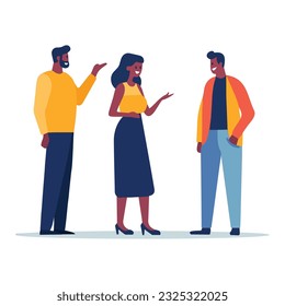 Hand Drawn group of friends talking in flat style isolated on background