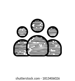 Hand Drawn group management vector illustration isolated on white background