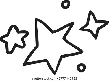Hand drawn group of stars representing a cluster or a small part of a galaxy in the universe