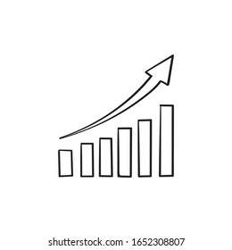 dibujado a mano Icono de gráfico de barra en negro sobre fondo blanco. estilo de doodle Ilustración vectorial