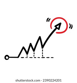 gráfico de crecimiento dibujado a mano. gráfico de estadísticas de garabatos