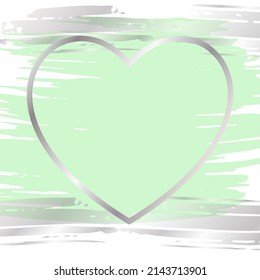 Hand drawn grunge abstract background painted with brush with linear silver gradient heart. Suitable for notebook, cover, textiles. Modern design elements for decorating wedding invitations, postcards