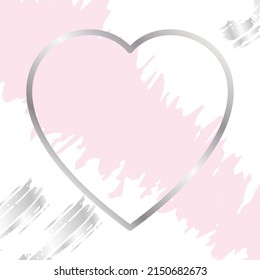 Fondo abstracto de grano dibujado a mano pintado con pincel con corazón gradiente plateado lineal. Adecuado para portátiles, carátulas, textiles. Elementos de diseño modernos para decorar invitaciones de boda, postales