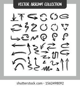 Hand drawn grunge arrows. Arrow vector doodles collection.