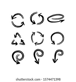 Hand drawn grunge arrows. Arrow vector doodles collection.