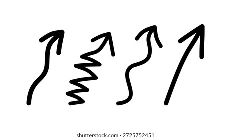 Handgezeichnete farbige Pfeile, Vektorgrafik, schwarz, einzelne Silhouette