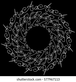 Hand Drawn Grunge Background With Alphabet. Black And White Circle Frame