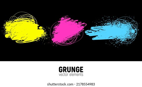 Hand drawn grunge backgrounds set. Vector brush strokes. Area for text