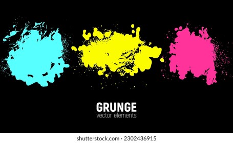 Hand drawn grunge backgrounds set. Vector brush strokes. Area for text